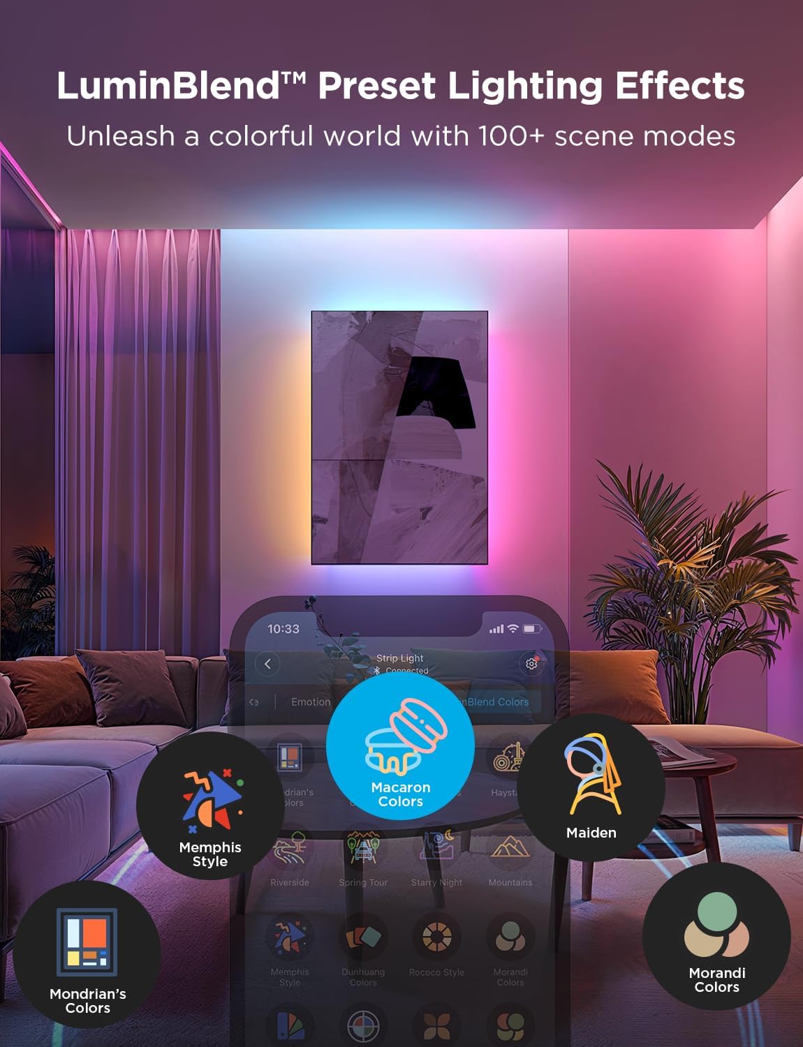 Govee RGBWWIC Strip Light 2 Pro with Matter, 16.4ft Smart LED Strip Lights Work with Alexa and Google Assistant, DIY Color Changing Light Strip, LED Lights for Bedroom, Cabinet, Party, Home Decor